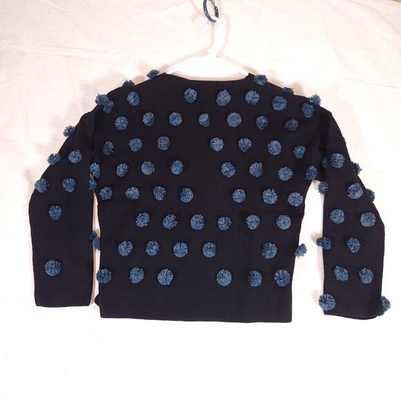 Opening Ceremony Pom Poms Pullover Sweater Womens Medium V-Neck Playful Boho - Picture 1 of 16